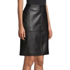Ann Taylor Black Faux Leather Midi Skirt